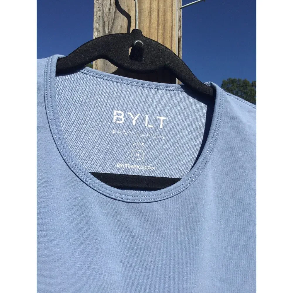 BYLT Mens T-shirt Top Blue Athleisure Gym Workout Run Runner Outdoor Basic M